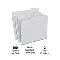 Staples® Reinforced File Folders, 1/3 Cut Tab, Letter Size, Gray, 100/Box (TR508895)