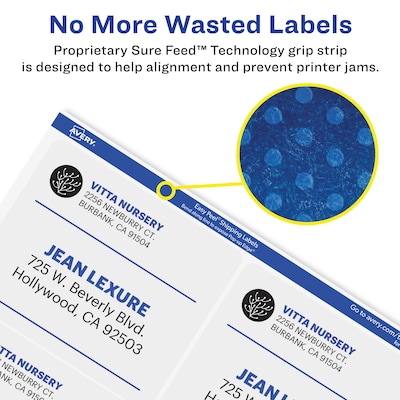 Avery Easy Peel Laser Shipping Labels, 3-1/3" x 4", Clear, 6 Labels/Sheet, 50 Sheets/Pack,  300 Labels/Pack  (5664)
