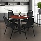 Regency Cain 36" Round Breakroom Table- Cherry & 4 Restaurant Stack Chairs- Black
