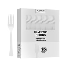 Amscan Plastic Fork, Heavyweight, Clear, 50/Pack, 3 Packs/Carton (8017.86)