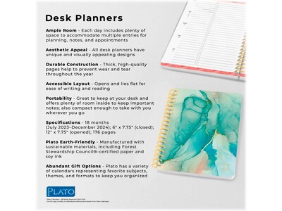 2024 Plato Crackled Blush 6" x 7.75" Academic & Calendar Weekly Planner, Paperboard Cover, Multicolor (9781975457419)