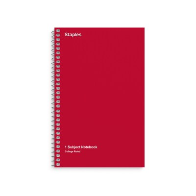 Staples 1-Subject Notebook, 5" x 7.75", College Ruled, 80 Sheets, Assorted Colors, 3/Pack (TR11670)