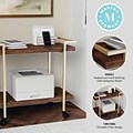 Martha Stewart Liam 2-Shelf Engineered Wood Mobile Office Storage and Printer Cart w/ Locking Wheels