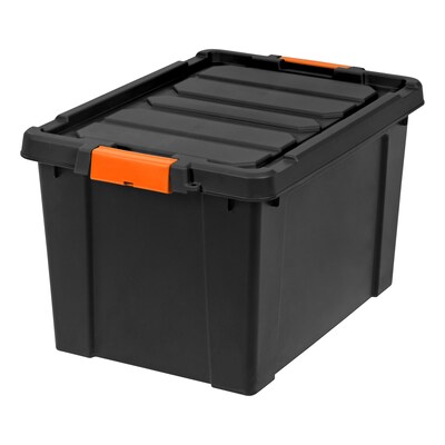 Iris 78 Quart Heavy Duty Store-It-All Plastic Latching Storage Tote,  Black (500216)