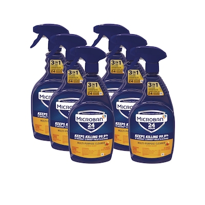 Microban® 24-Hour Disinfectant Liquid Multipurpose Cleaner, Citrus, 32 oz Spray Bottle, 6/Carton (47