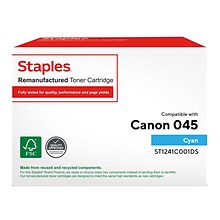 Staples Remanufactured Cyan Standard Yield Toner Cartridge Replacement for Canon 045 (TR1241C001DS/S