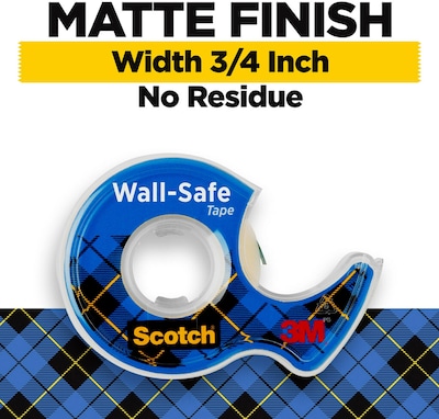 Scotch Wall-Safe Transparent Clear Tape Refill, 0.75" x 22.22 yds., 1" Core, 2 Rolls/Pack (813S2)