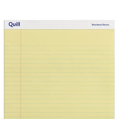 Quill Brand® Standard Series Legal Pad, 8-1/2" x 11", Wide Ruled, Canary Yellow, 50 Sheets/Pad, 12 Pads/Pack (740022)