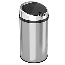 iTouchless Stainless Steel Round Sensor Trash Can with AbsorbX Odor Control System, 8 Gal., Silver (