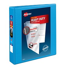 Avery Nonstick Heavy Duty 1 1/2 3-Ring View Binders, Slant Ring, Light Blue (5401)