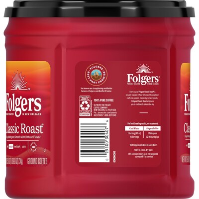 Folgers Classic Roast Ground Coffee, Medium Roast, 25.9 oz. Canister (SMU02042/2550030407)