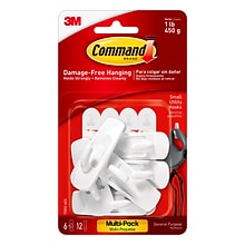 Command™ Small Utility Hooks Value Pack, White, 6 Hooks (17002-6ES)