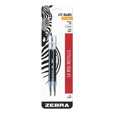Zebra Sarasa Dry Gel-Ink Pen Refill, Medium Point, Black Ink, 2 Pack (87012)