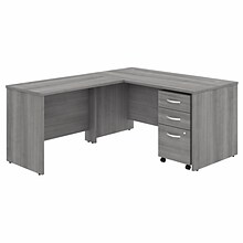 Bush Business Furniture Studio C 60W L Shaped Desk with Mobile File Cabinet and Return, Platinum Gr