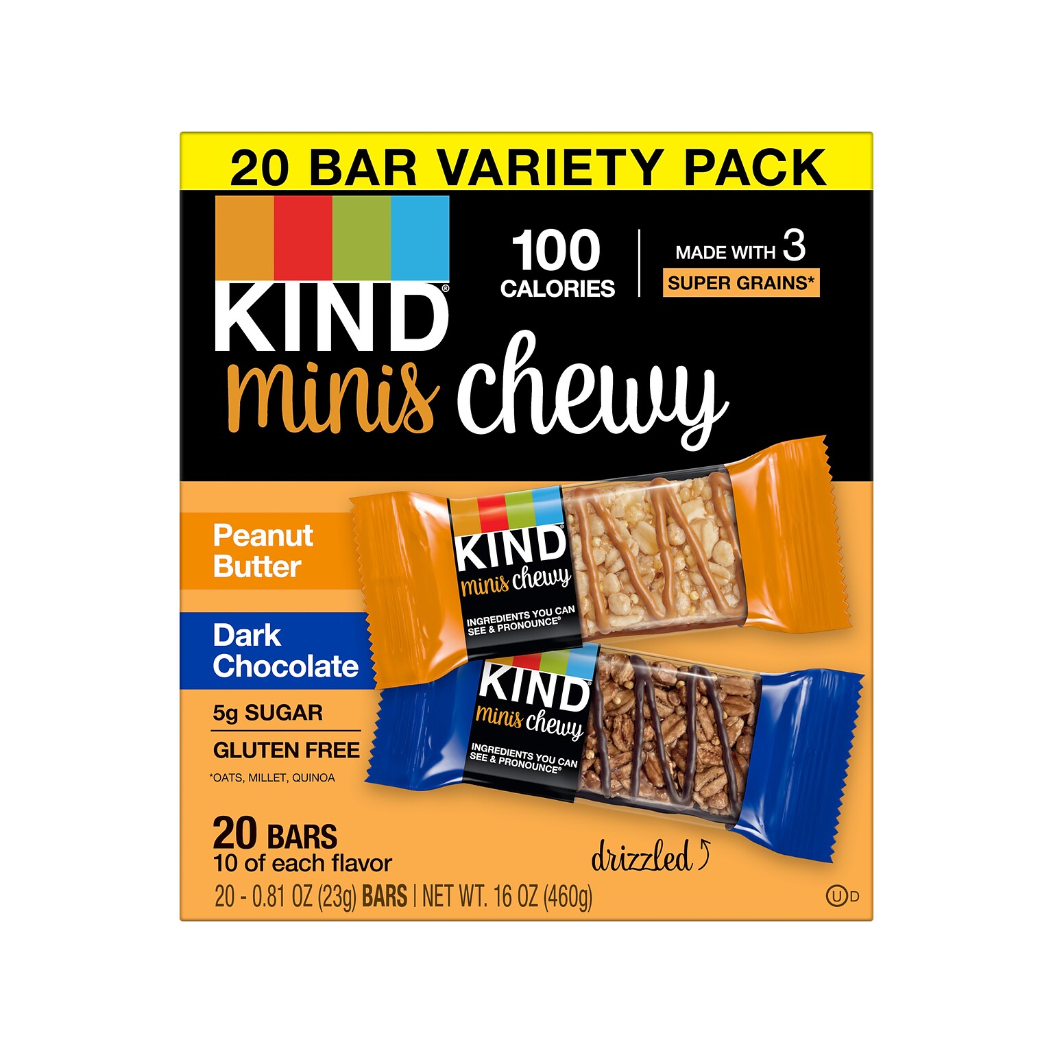 KIND Chewy Minis Gluten-Free Bar Variety Pack, 0.81 oz., 20 Bars/Box (40106)