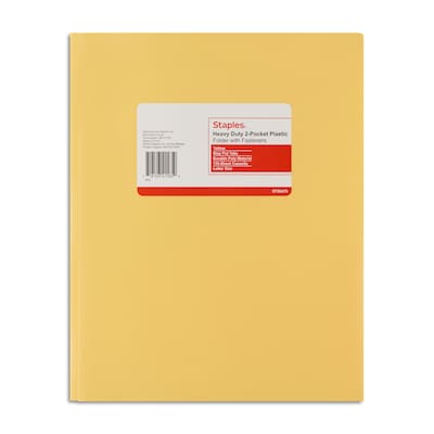 Staples® 2-Pocket Portfolio with Fastener, Yellow (55475)