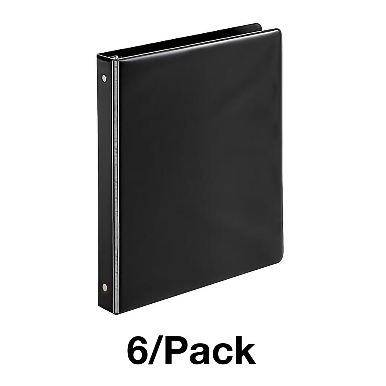 Quill Brand® Standard 1 3 Ring Non View Binder, Black, 6/Pack