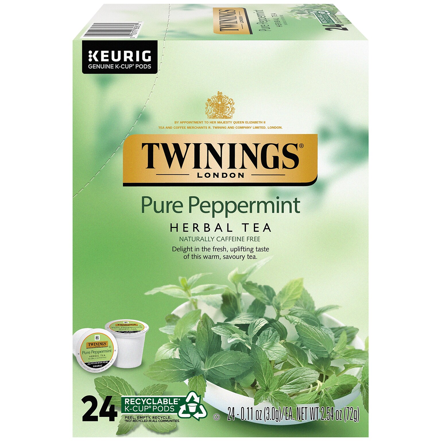 Twinings Pure Peppermint Herbal Tea, Keurig® K-Cup® Pods, 96/Carton (TNA85813CT)