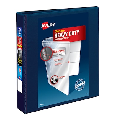 Avery Heavy Duty 1 1/2 3-Ring View Binders, One Touch EZD Ring, Navy Blue (79805)