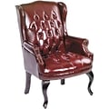 Boss® Oxblood Vinyl Tufted Executive Guest Chair with Queen Anne-Style Legs