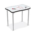 MooreCo Hierarchy Creator Desk, Porcelain Steel Dry Erase Marker Top, Platinum Legs (70529)