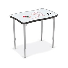 MooreCo Hierarchy Creator Desk, Porcelain Steel Dry Erase Marker Top, Platinum Legs (70529)