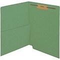 Medical Arts Press® Colored End-Tab Fastener Folders; Half Pocket with Fasteners, 11 Pt., Green