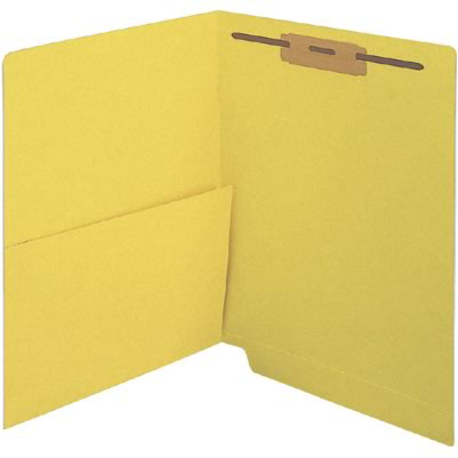 Medical Arts Press® Colored End-Tab Fastener Folders; Half Pocket with Fasteners, 11 Pt., Yellow