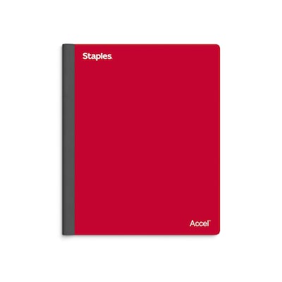 Staples Premium 3-Subject Notebook, 8.5 x 11, College Ruled, 150 Sheets, Red (ST58332)