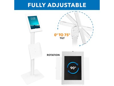 Mount-It! Adjustable Anti-Theft iPad Kiosk with Document Holder, White (MI-3770W_G10)