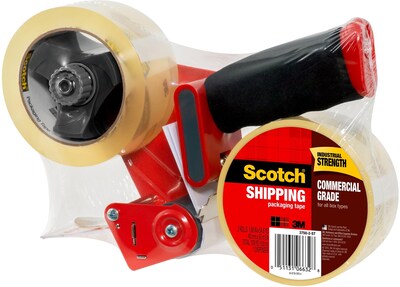Scotch Commercial Grade Packaging Tape with Dispenser, 1.88" x 54.6 yds., Clear, 2/Pack (3750-2-ST)