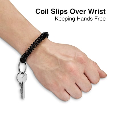 Staples Key Ring Wrist Coil, Black, 5/Pack (22156)