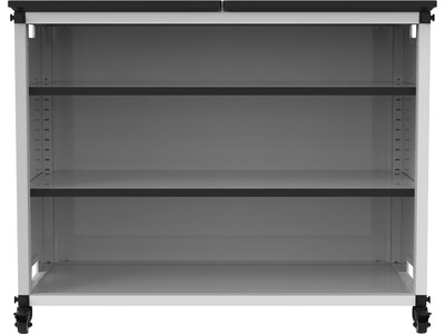 Luxor Mobile 3-Section Modular Classroom Bookshelf, 29H x 36.5W x 18.25D, White (MBSCB03)