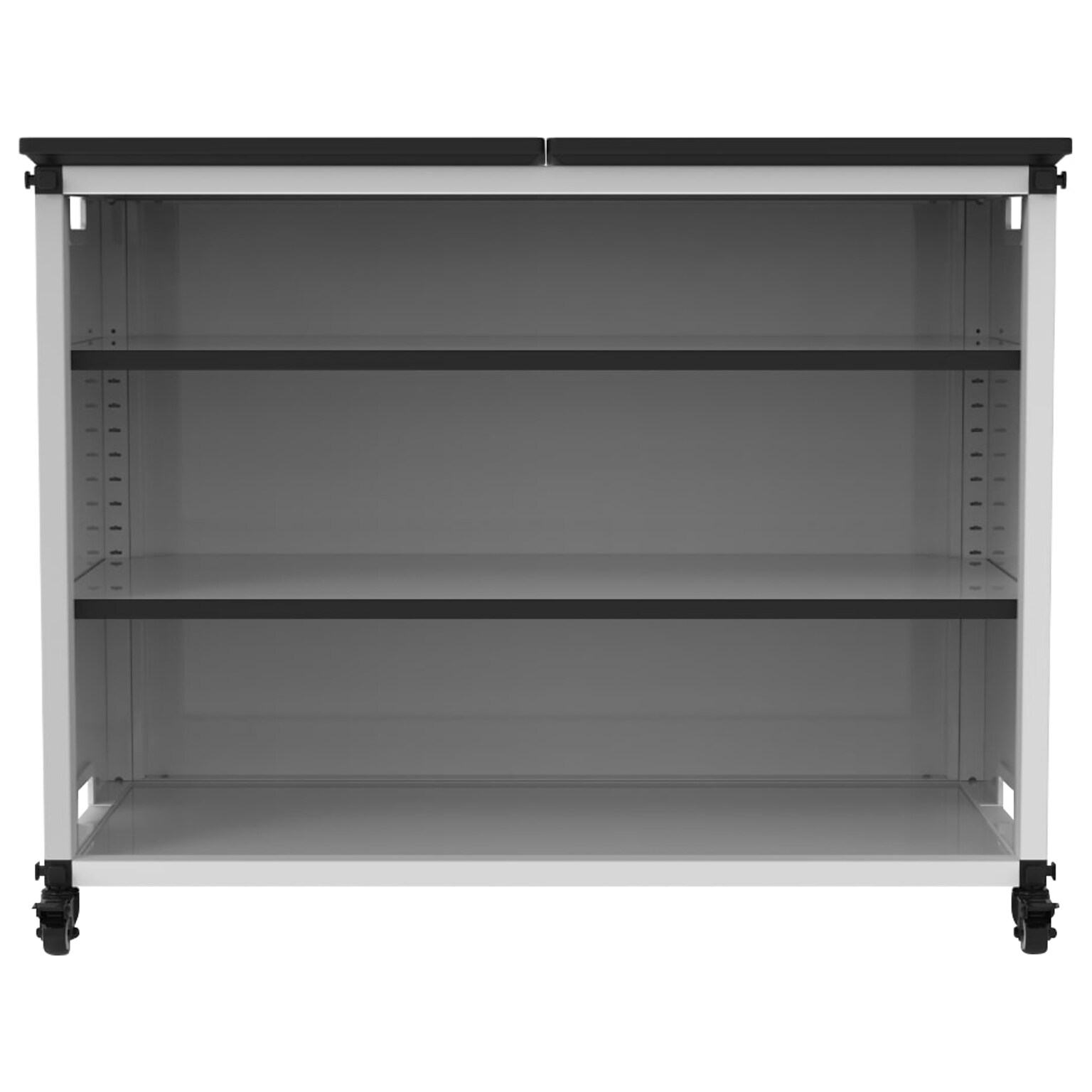 Luxor Mobile 3-Section Modular Classroom Bookshelf, 29H x 36.5W x 18.25D, White (MBSCB03)