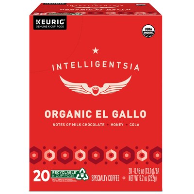 Intelligentsia Organic El Gallo Coffee Keurig® K-Cup® Pods, Light Roast, 20/Box (5000371867)