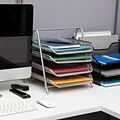 Mind Reader 4-Tier Stackable Paper Desk Tray Organizer, Metal, Silver (4TPAPER-SIL)