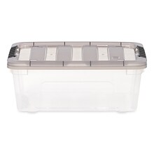 Iris 12.59 Quart Stack and Pull Plastic Latching Storage Bin, Clear, 8/Pack (500148)