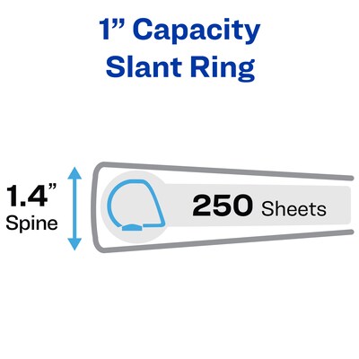 Avery Heavy Duty 1 3-Ring View Binders, Slant Ring, White, 4/Pack (79780)
