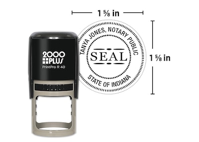 Custom 2000 Plus® PrintPro™ R40 Self-Inking Round Notary Stamp, 1-9/16” diameter