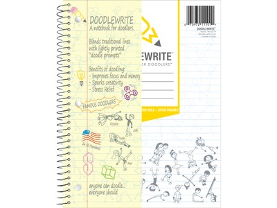 DOODLEWRITE 1-Subject Notebooks, 8 x 10.5, Wide Ruled, 50 Sheets, White, /Carton (11101CS)