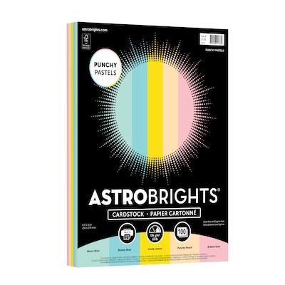 Astrobrights Punchy Pastels 65 lb. Colored Paper, 8.5 x 11, Assorted Colors 100 Sheets/Pack
