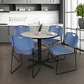 Regency 30-inch Round Table with 4 Chairs, Blue (TB30RNDPL44BE)