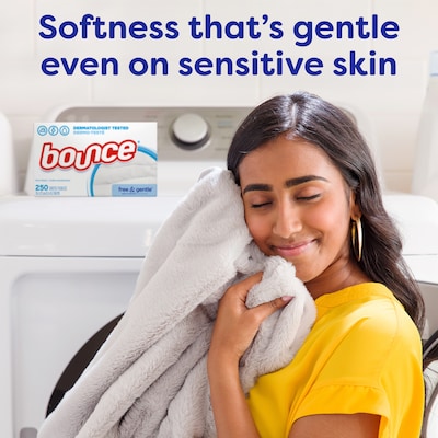 Bounce Free & Gentle Fabric Softener Dryer Sheets, Unscented, 240 Sheets/Box (24684)