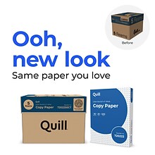 Quill Brand® 8.5 x 11 Copy Paper, 20 lbs., 92 Brightness, 500 Sheets/Ream, 5 Reams/CT (7202250CT)