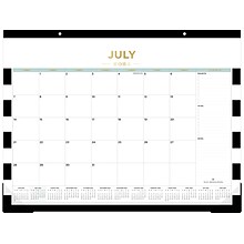 2024-2025 Blue Sky Day Designer Rugby Stripe Black 22 x 17 Academic Monthly Desk Pad Calendar, Whi