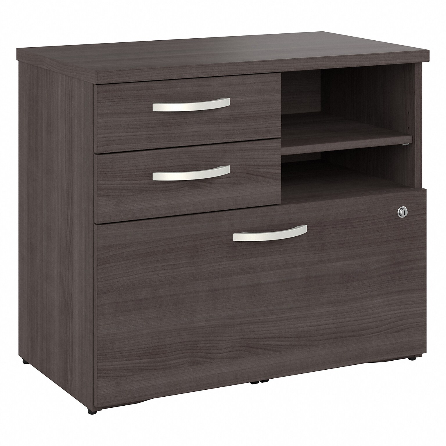 Bush Business Furniture Studio A 26 Office Storage Cabinet with 2 Shelves and Drawers, Storm Gray (SDF130SGSU-Z)
