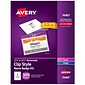 Avery Clip Style Laser/Inkjet Name Badge Kit, 2 1/4" x 3 1/2", Clear Holders with White Inserts, 100/Box (74461)