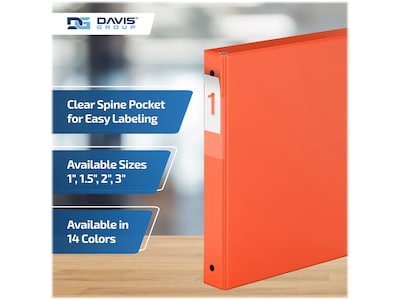 Davis Group Premium Economy 1" 3-Ring Non-View Binders, Orange, 6/Pack (2311-19-06)
