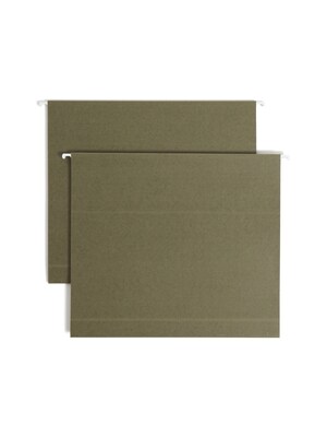 Smead 100% Recycled Hanging File Folders, 2 Expansion, Letter Size, Standard Green, 25/Box (65090)