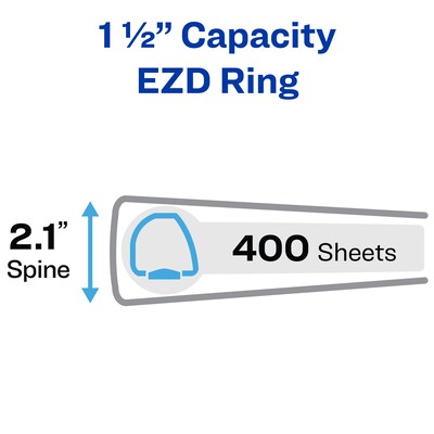 Avery Heavy Duty 1 1/2" 3-Ring Framed View Binders, One Touch EZD Ring, Navy Blue (68059)
